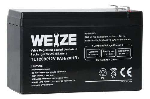 Weize - Bateria 12v 9ah Recargable Sla Para Ups Apc Poder De