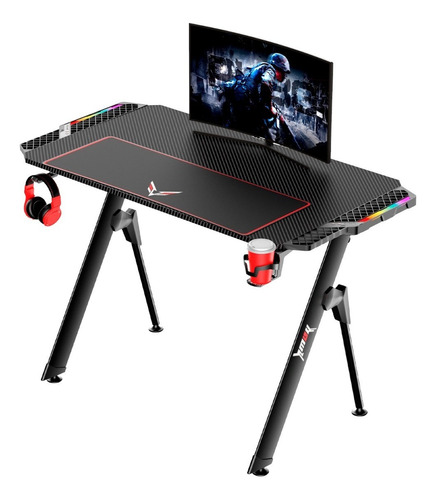 Escritorio Gamer Con Luces 116*60*75cm Metal / Madera Negro