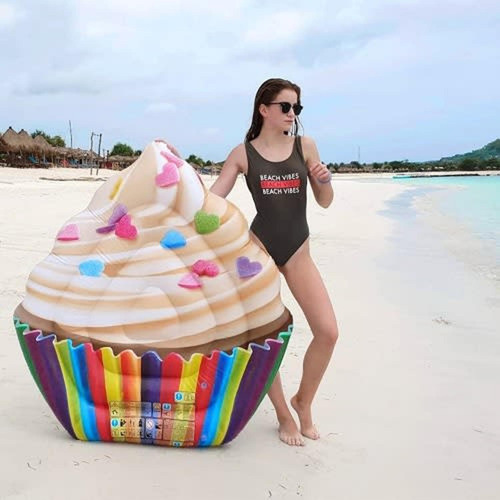 Flotador Inflable Cupcake Realista Para Alberca Intex Blanco