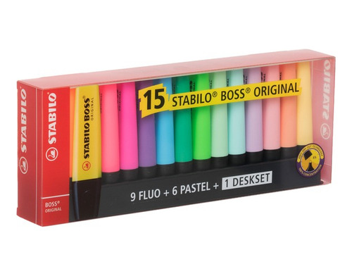 Marcadores Fluo Stabilo Boss Deskset 15 Colores