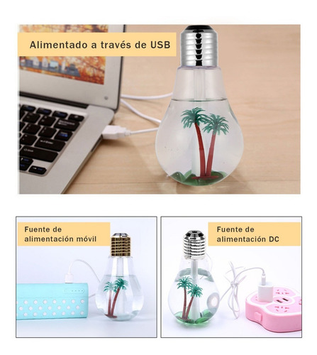 Humidificador Difusor De Aroma Tipo Bombilla Recargable Usb