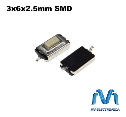 50pzas Boton Push Button 3x6x2.5 Superficial Smd 2 Pines
