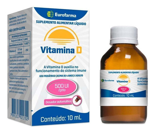Suplemento alimenticio líquido de vitamina D 500 ui 10 ml