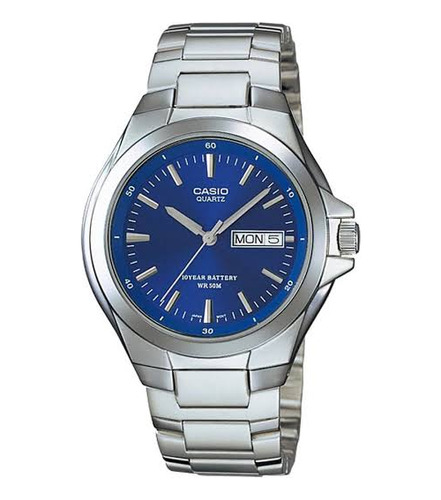 Reloj Casio Hombre Acero Dia Fecha 100% Original Plateado