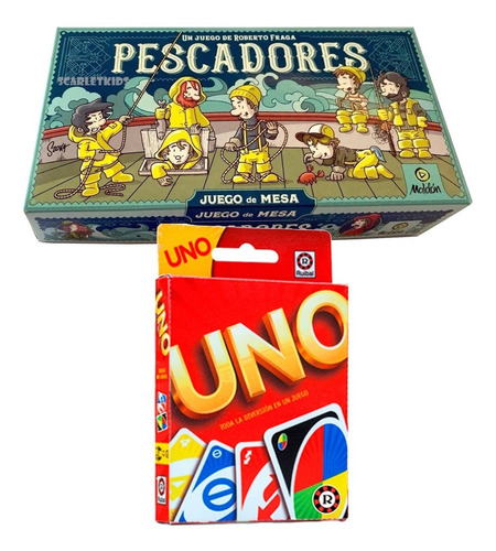 Imagen 1 de 7 de Uno + Pescadores Juego De Mesa Original Scarlet Kids