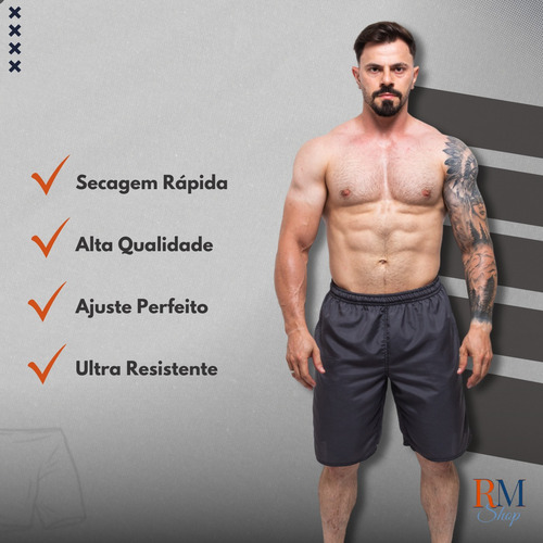 Kit 3 Bermuda Masculina Plus Size Tactel 3 Bolsos Elástico