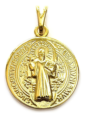Colgante Medalla San Benito Mediana Enchapada En Oro 18k