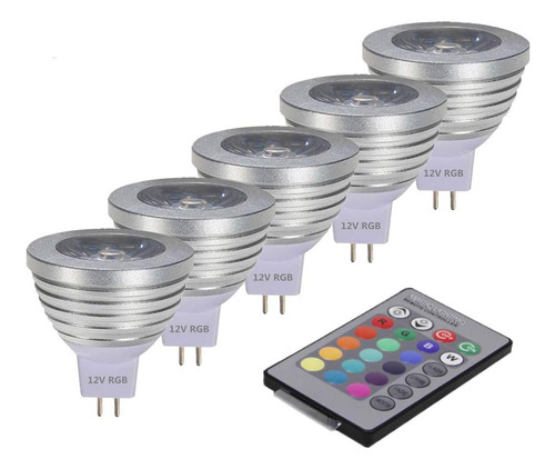 Foco Mr16 3w Rgb Que Cambia De Color Mando Distancia Ir...