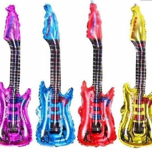 20 Guitarras Luz Led Metalica Inflable Fiesta Animación