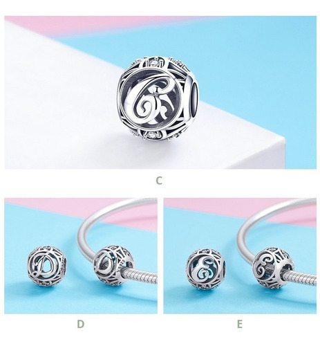 Charm Dije Letra A - Z Fabricado En Plata 925