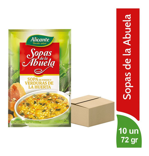 Pack X 10 U Alicante Sopas De La Abuela Fideos Y Verd X 72gr