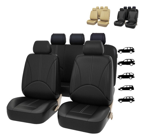 Forros Asientos Universales De Carro Accesorios Cuero 9 Pcs