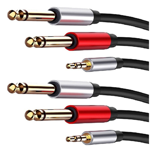 2x Cable Divisor Trs Macho De 3,5 Mm 1/8 '' Chapado En Oro A