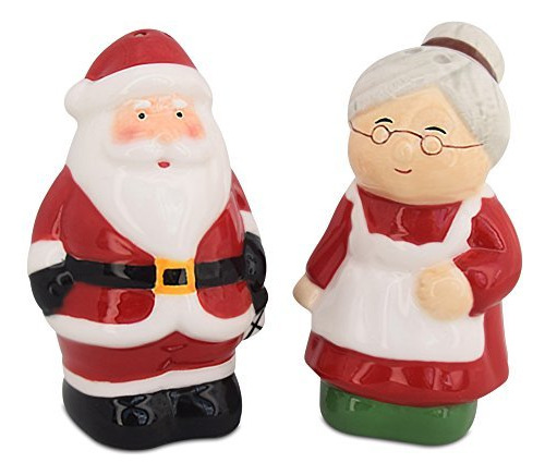Salero Pimentero Navidad Juego Ceramica Papa Noel Sra Claus