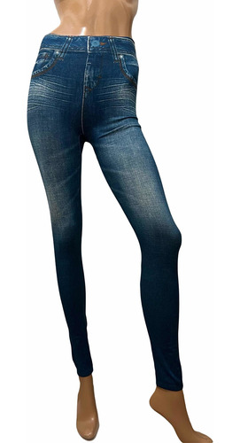 Calza Azul Simil Jean Frizada- Jegging S