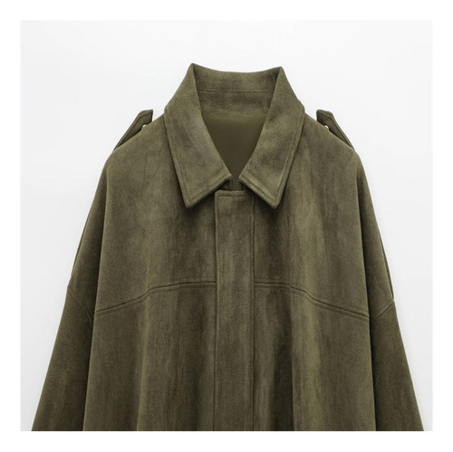 Chaqueta Bomber De Ante Holgada De Moda Para Mujer