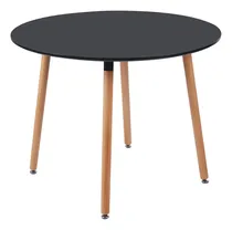 Comprar Mesa Comedor Redonda Negra Madera Nórdica Eames 100cm