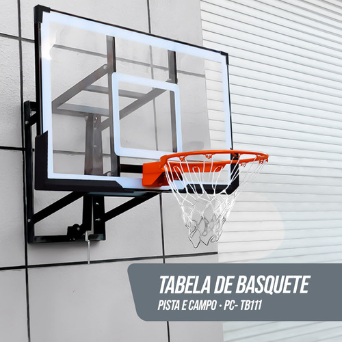 Tabela De Basquete Em Acrílico Com Aro E Fixador De Parede