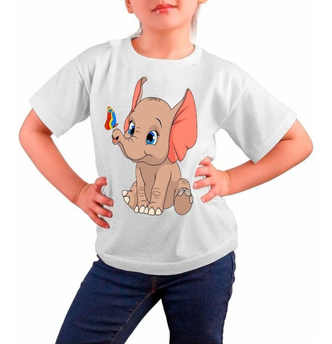 Polera Estampada 100% Algodón Niña Elefante Cariñoso Lindo 1