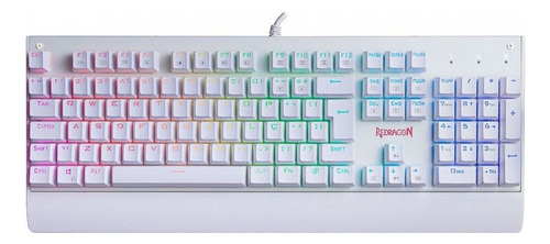 Teclado gamer Redragon Kala Lunar K557W QWERTY português Brasil cor branco com luz RGB