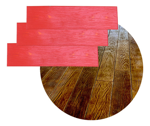 3x Molde Estampado Hormigón Piso Madera Flexible 120x31cm