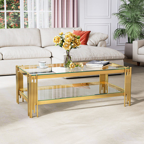 Mesa De Centro Con Tapa De Cristal Westco Rectangular