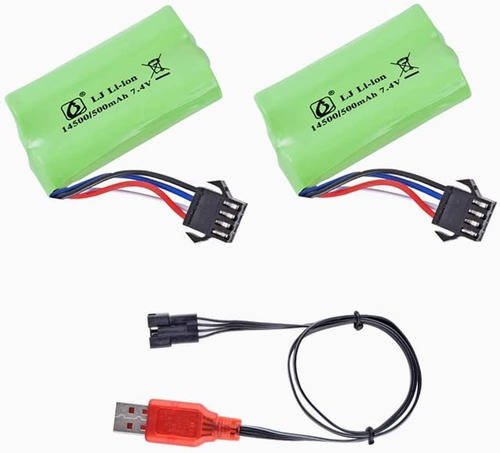 2 Baterias  Li-ion 7.4v 500mah Enchufe Sm-4p Y Cargador