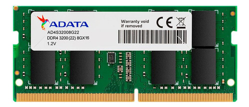 Memoria Note Sodimm Adata 8gb Ddr4 3200mhz Ad4s32008g22-sgn
