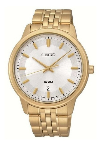Reloj Seiko Dorado Hombre Sur034p1 Wr100 Seiko Arg. Color Del Fondo Plateado