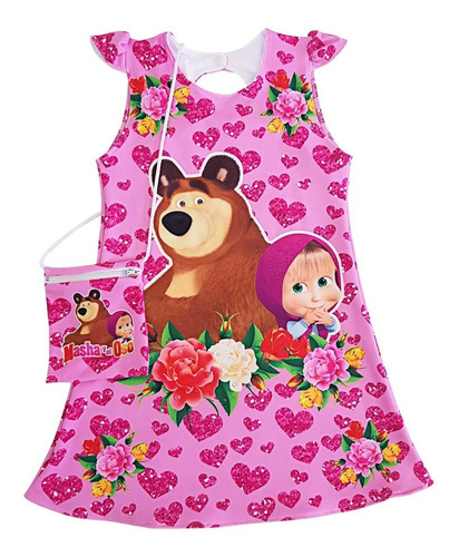 Vestido Masha Y El Oso C/carterita De Regalo Nenas