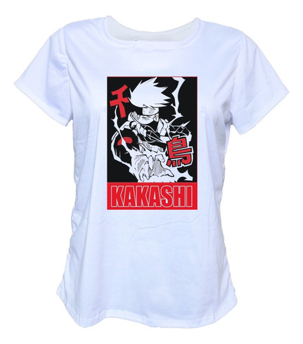 Blusa Playera Mujer Anime Blanca Extra Kakashi Naruto Chidor