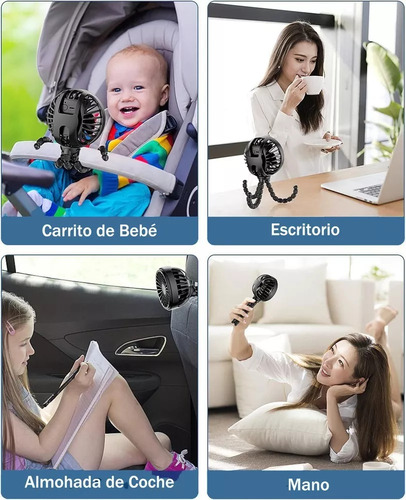 Ventilador De Mesa Usb 3600mah Para Niños En Cochecitos Bebé
