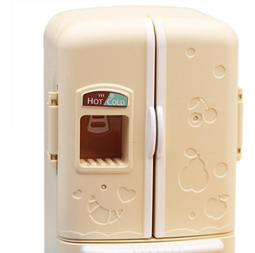 Muebles De Refrigerador De Doble Puerta En Miniatura Beige