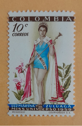 1 Estampillas Luz Marina Zuluaga Del Año 1959, 10 Centavos