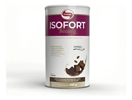 Isofort Beauty Whey Isolado 450g - Vitafor - Whey Protein Sabor Cacau