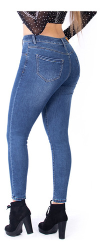 Pantalon Mezclilla Dama Mujer Stretch Push Up Pretina X058