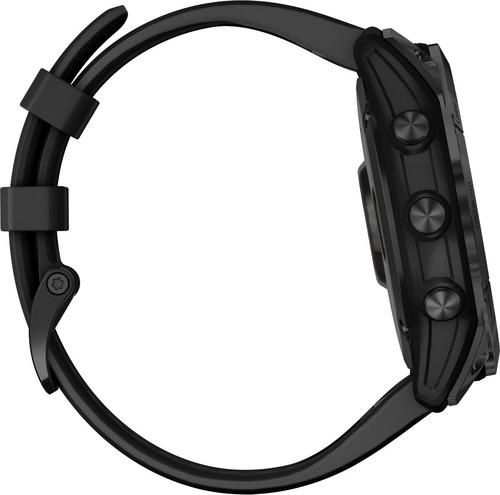 Smartwatch Garmin Zafiro Solar Fenix 7X 1.4" caja 51mm de polímero reforzado con fibra negra, malla negra de silicona y bisel black de titanio y dlc