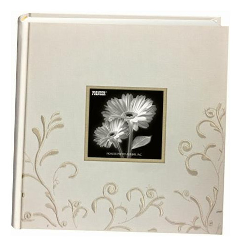 Pioneer Embroidered Fabric Frame Cover Photo Album, Ivory Color Blanco Boda