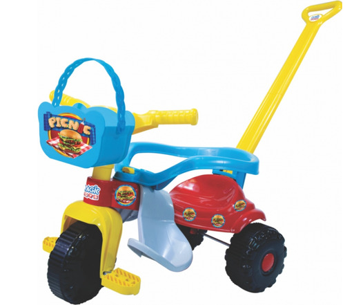 Triciclo Motoquinha Infantil Tico Tico Pic Nic - Magic Toys Cor Azul