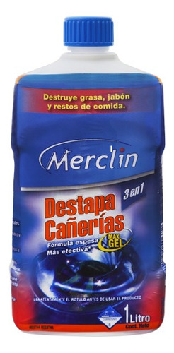 Destapa Cañeria En Gel Merclin Pack X 12 L + Envío