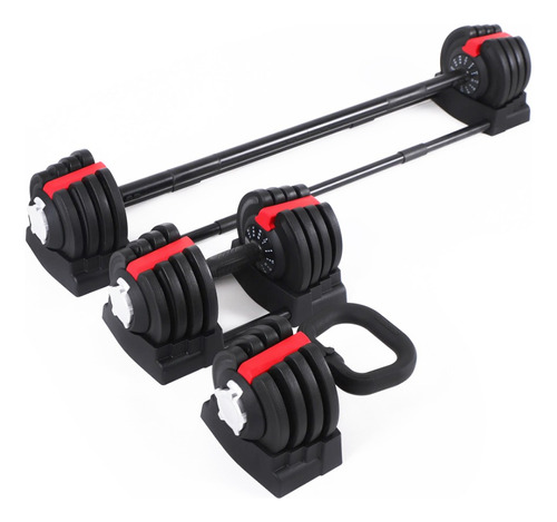 Mancuerna Ajustable 3 En 1  - Barra Recta Kettlebell 18 Kg