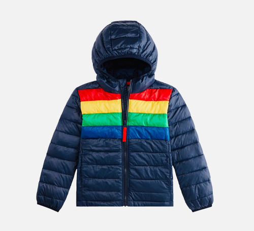 Chaqueta Chamarra Acolchada Para Niños Con Rayas Arcoíris