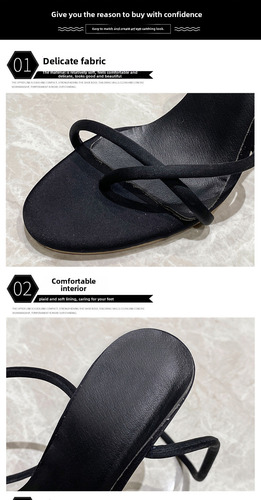Sandalias De Mujer Con Tacones Altos Sin Tirantes - Estilo E