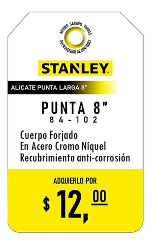 Alicate De Punta Larga 8 Stanley 84-102