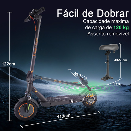 Honeywhale M2 Max-b Patinete Elétrico Dobrável Para Adultos Com Banco, 500w Scooter Elétrica, 32 Km/h Velocidade Máxima, 32km Autonomia Máxima, Patinete Juvenil Com Aplicativo Bluetooth 36v 10ah)