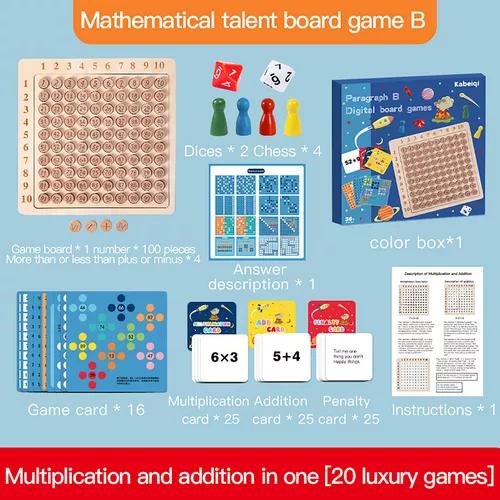 Tabuleiro Adição Multiplicação,2 em 1 matemática multiplicação e placa  adição para sala aula - Brinquedo jogos tabuleiro multiplicação montessori  para Riastvy