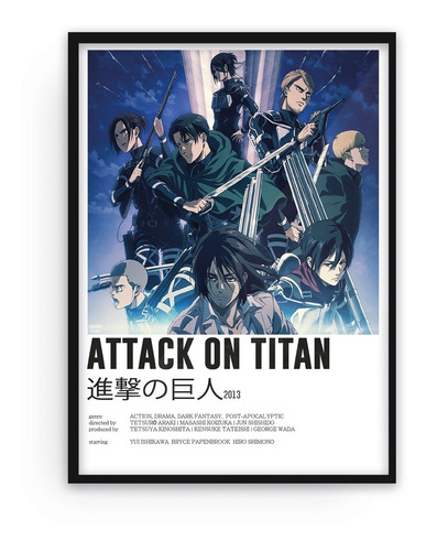 Cuadro Decorativo Attack On Titan Con Marco 70x50cm