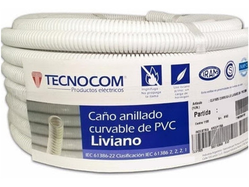 Caño Corrugado Blanco 3/4  Liviano X Rollo 25mts Tecnocom