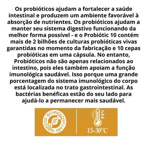 Suplemento Probiotic 10 Nutrivitalle 60 Cáps. Probióticos