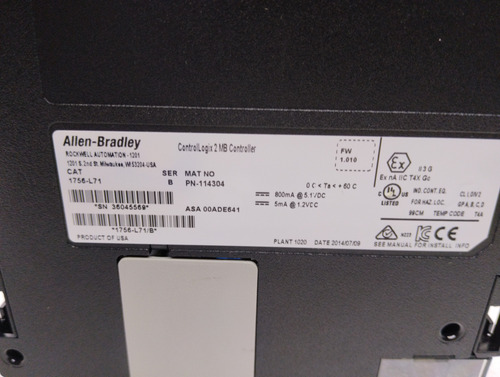 Allen-bradley 1756-l71 Controllogix Cpu Plc 2mb Controller (Usado)